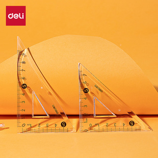 得力三角尺两件套装 学生尺子使用工程制图三角板美术专业塑料透明
