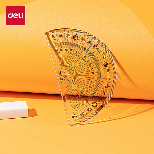 得力透明塑料量角器半圆尺