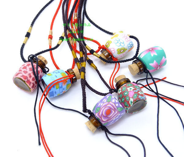 2毫升软陶瓶精油瓶项链吊坠香薰香水瓶精油项链大方朱砂毛发沙子