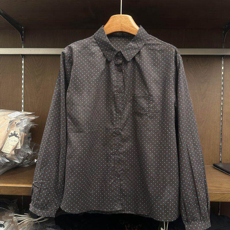 实体女装左村日系波潮点衬衫女2上026秋季新款通勤减n龄长袖宽松