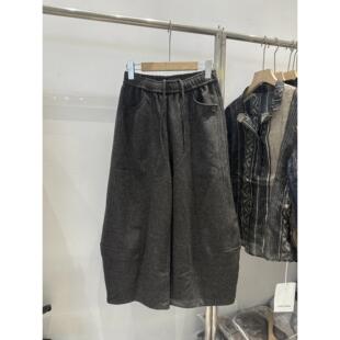 实体女装缇0垂町毛呢腿裤女226秋季新款设计感阔显瘦感宽松八分弯
