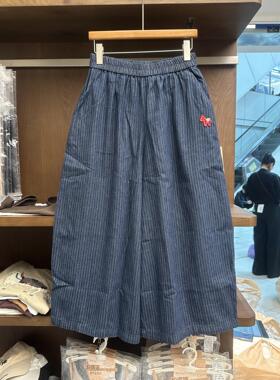 实体女装5e腿nss+森潮文艺新款松弛智性风条纹阔裤潮显e瘦百s搭牛