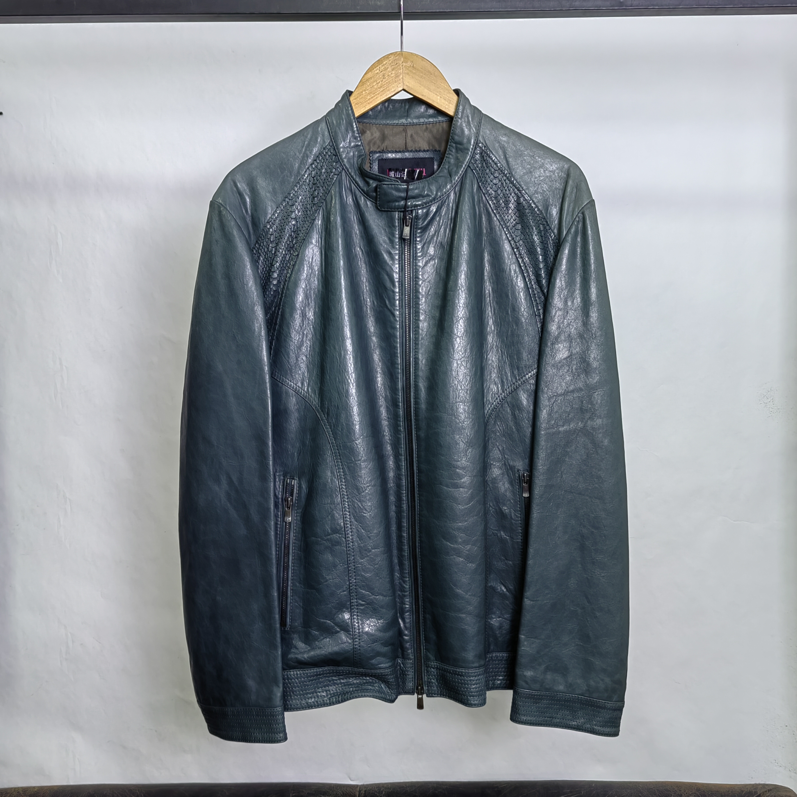 诺丁牌 头层羊皮革 充满商务设计感 高端男装休闲真皮皮衣T2465