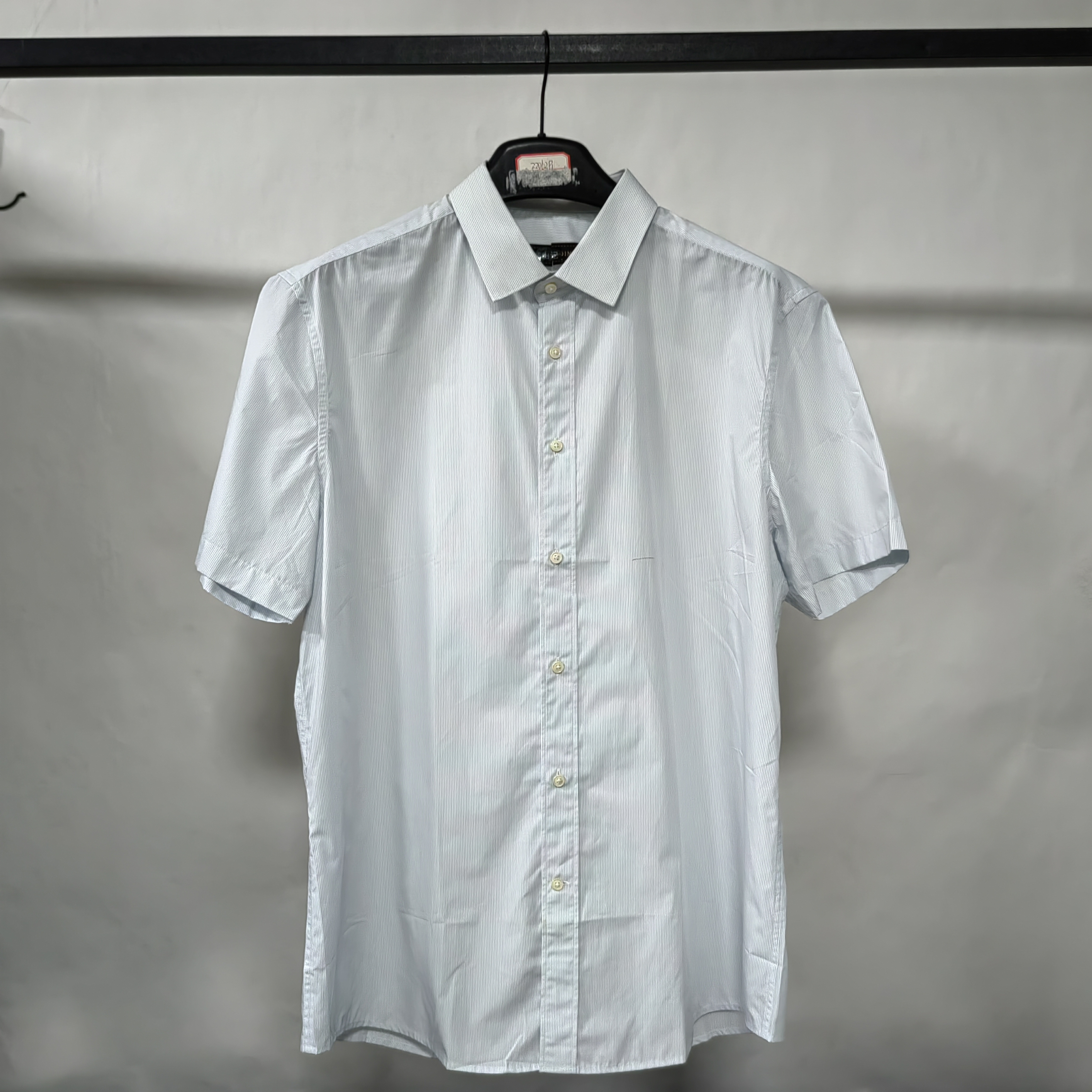 微瑕卡尔牌意大利进口纯棉面料 男士商务时尚休闲短袖衬衫T2149