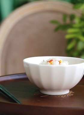 一鸿陶瓷餐具瓷器羊脂玉白色饭碗 家用简约单个碗甜品碗买满包邮