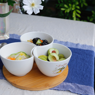 一鸿艺居新骨瓷陶瓷餐具三色堇调料酱料甜品坚果零食小碗买满包邮