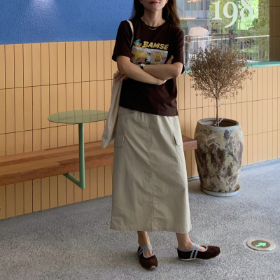 户外山系工装大口袋半身裙