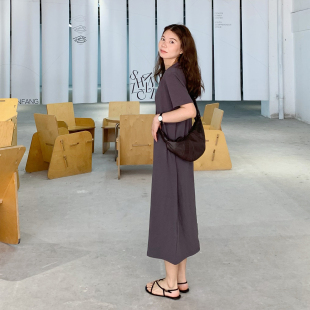 大吹女DCN日系极简ROW风格清冷感纯色宽松弹力显瘦休闲长裙
