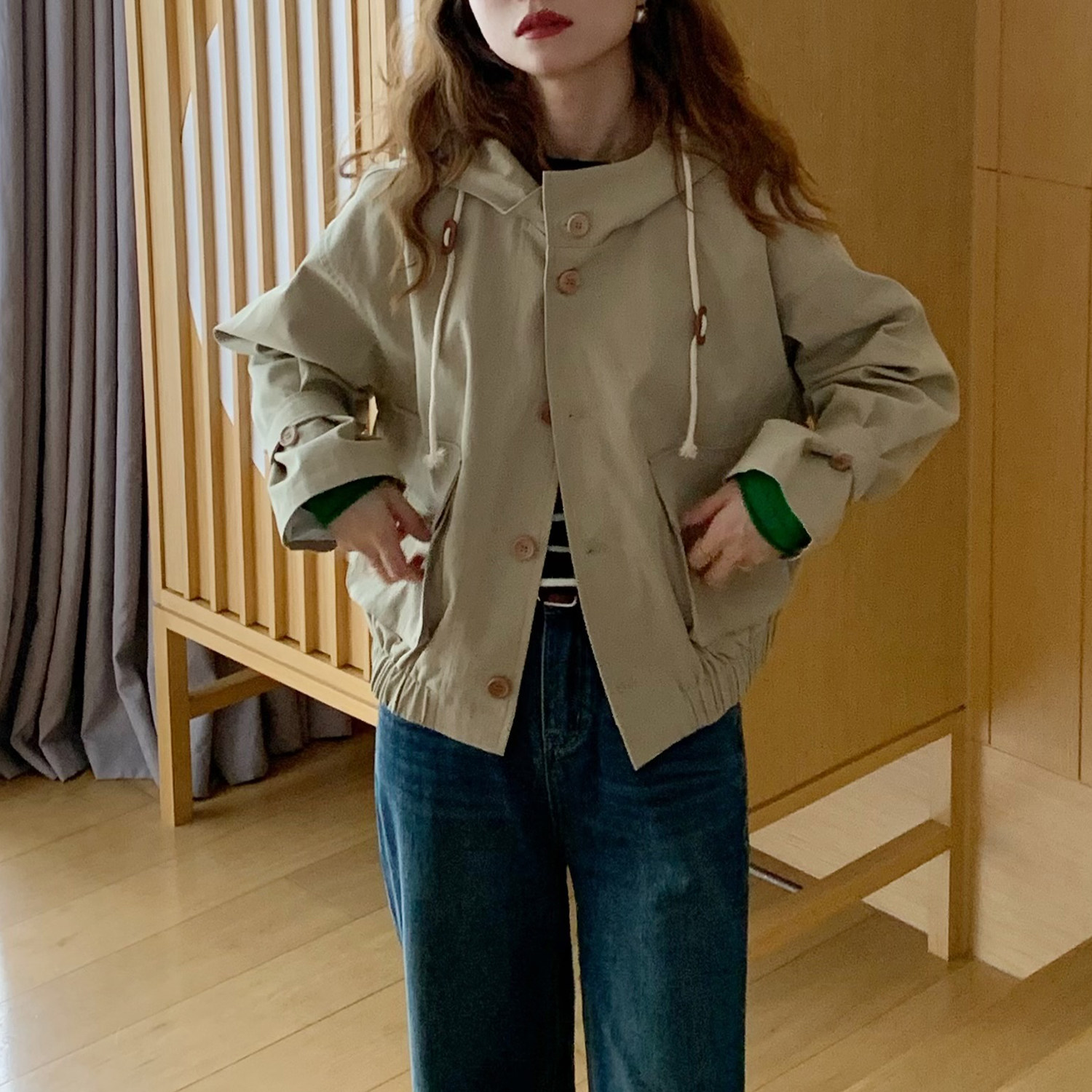 大吹女/秋 小个子好穿短风衣利落工装设计法式复古卡其藏青外套
