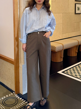 大吹女 品质感春季高腰随意慵懒九分直筒挺阔垂感显瘦阔腿休闲裤