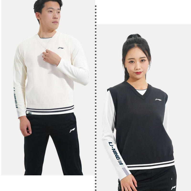 李宁编织衫聚酯纤维背心针织衫