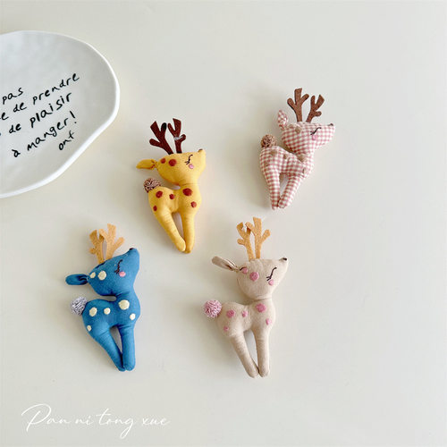 韩系DIY手工材料布艺梅花鹿系列胸针鞋袜帽包包发饰半成品辅料