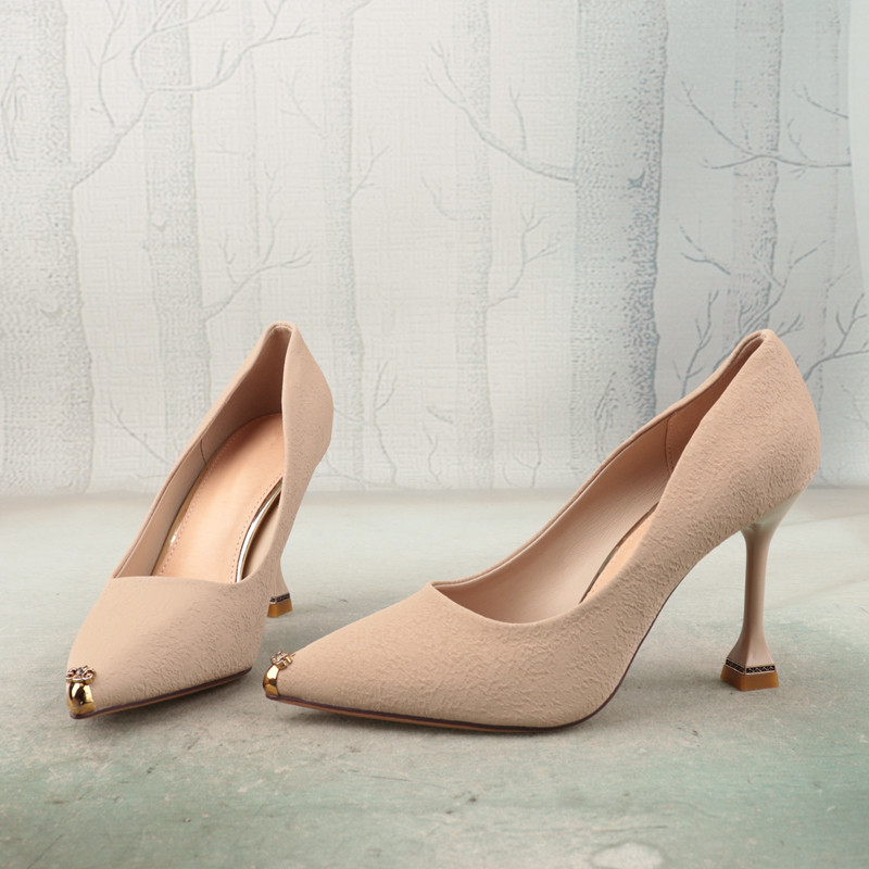 pp尖头高跟猫跟赫本风气质时尚女鞋子优雅宴会鞋浅口单鞋d66-3