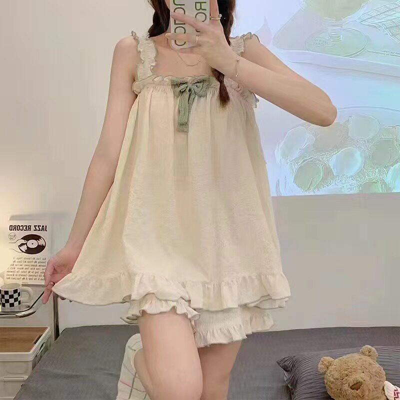 【宠粉日】 ins韩版公主风睡衣女短袖圆领甜美少女学生宽松家居服