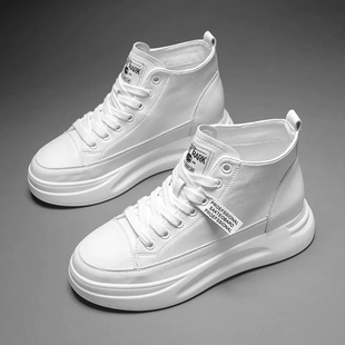 子女2026新款 小白鞋 春季 透气百搭薄款 运动厚底休闲爆款 真皮高帮鞋