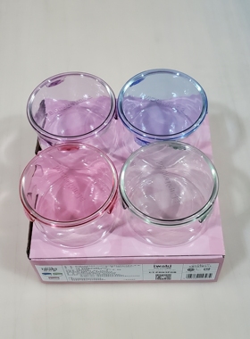 日本iwaki耐热玻璃保鲜盒圆形490ml蓝色绿色粉色紫色可微波加热