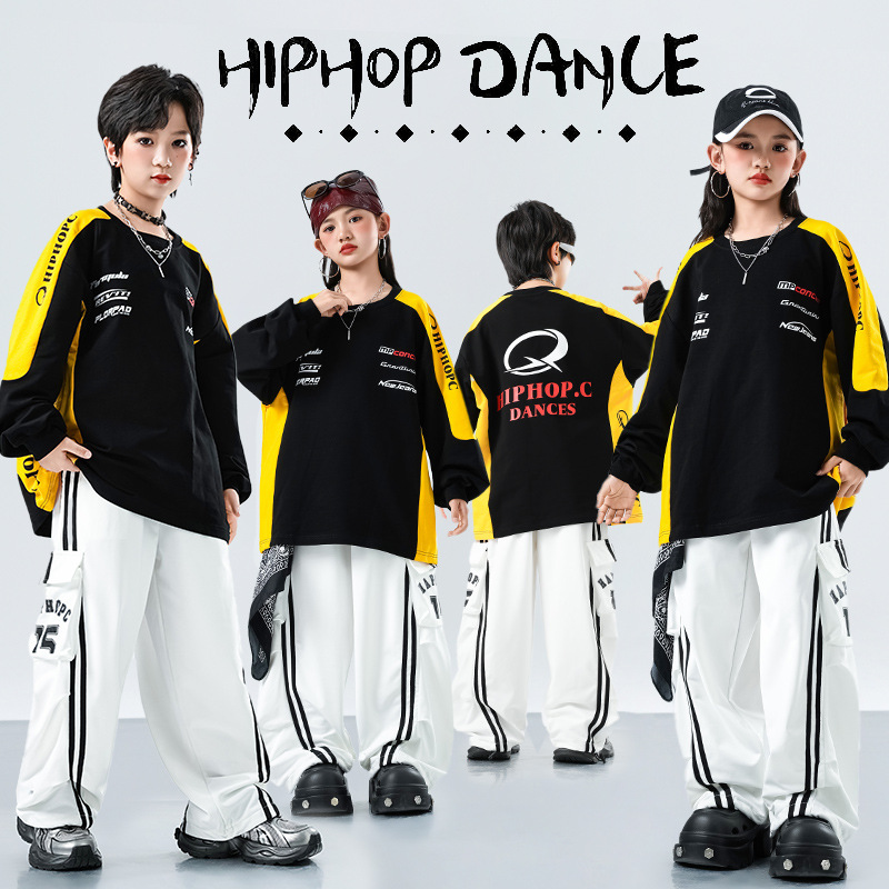 元旦少儿童爵士舞蹈表演出服装男童嘻哈街舞套装女小学生男孩