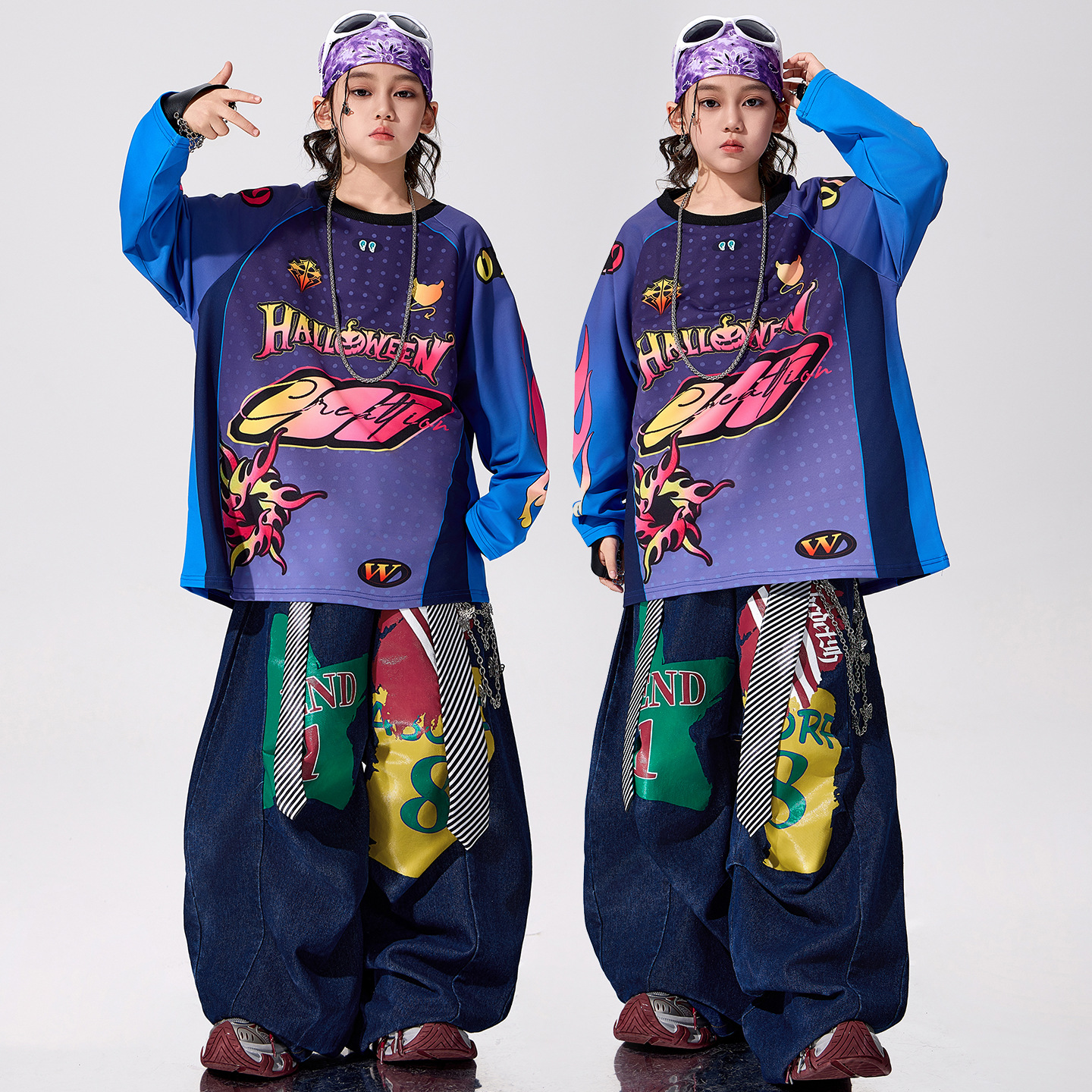 儿童街舞潮服男童炸街嘻哈hiphop演出服少儿酷帅元旦表演服架子鼓