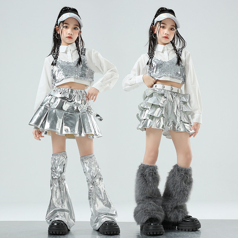 儿童舞服装女童潮酷时髦jazz套装嘻哈银色爵士演儿童T台走秀潮服,童装/婴儿装/亲子装,儿童演出服,淘宝优惠券,粉丝福利购,淘宝优惠卷