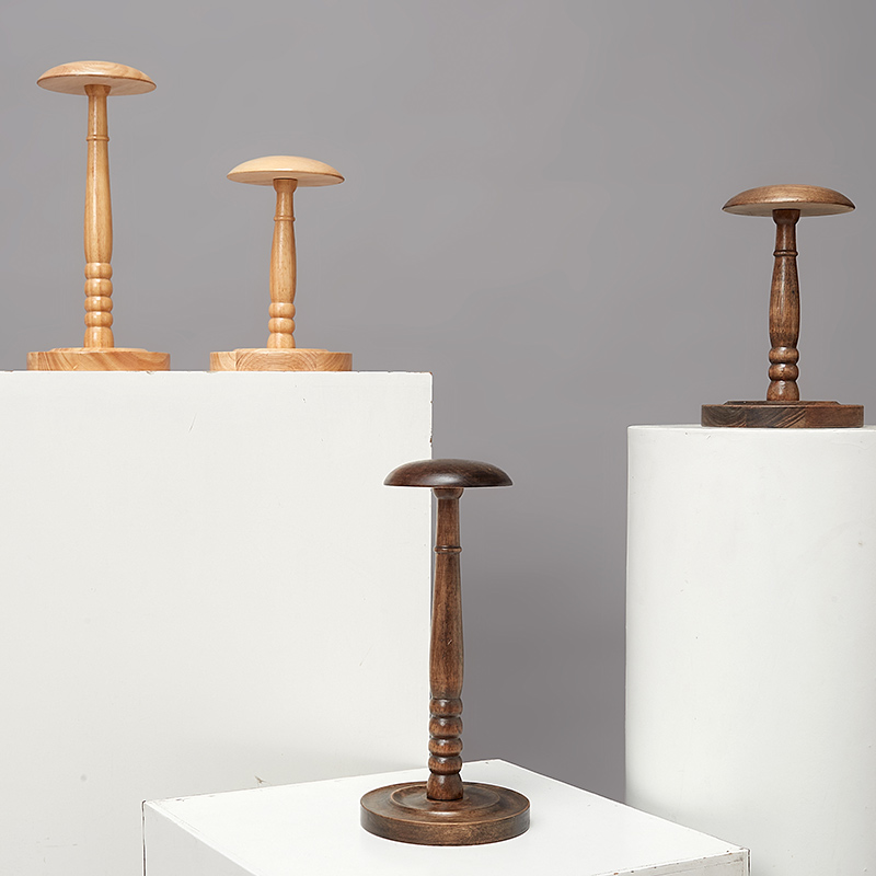 新款实木台式帽架服装店帽子陈列道具展示架实木帽托复古帽子架