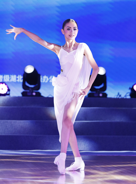 CONNY康尼专业拉丁舞服装女童黑池比赛花服伦巴舞蹈表演出连衣裙