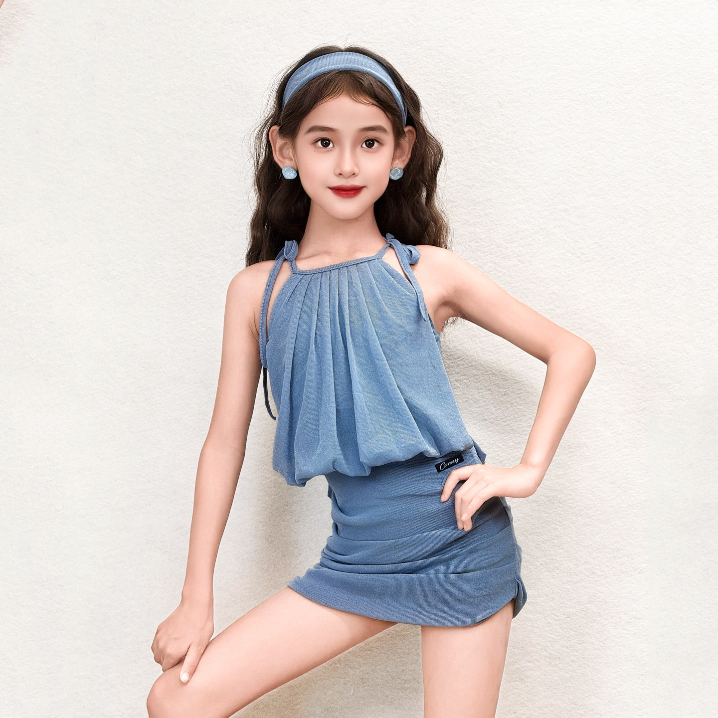 CONNY拉丁舞练习套装女儿童吊带连衣裙收腰显瘦日常舞蹈练功服装
