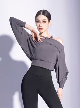 CONNY舞蹈练功上衣宽松拉丁现代舞服跳摩登古典舞上装可调节领口