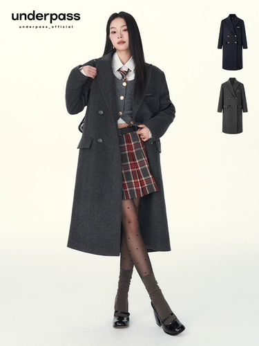 underpass Оригинальное дизайнерское ретро стеганое шерстяное длинное шерстяное пальто