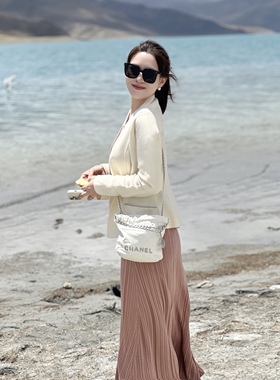 King studios 23春夏新款落樱粉超细天丝针织无袖连衣裙 通勤百搭