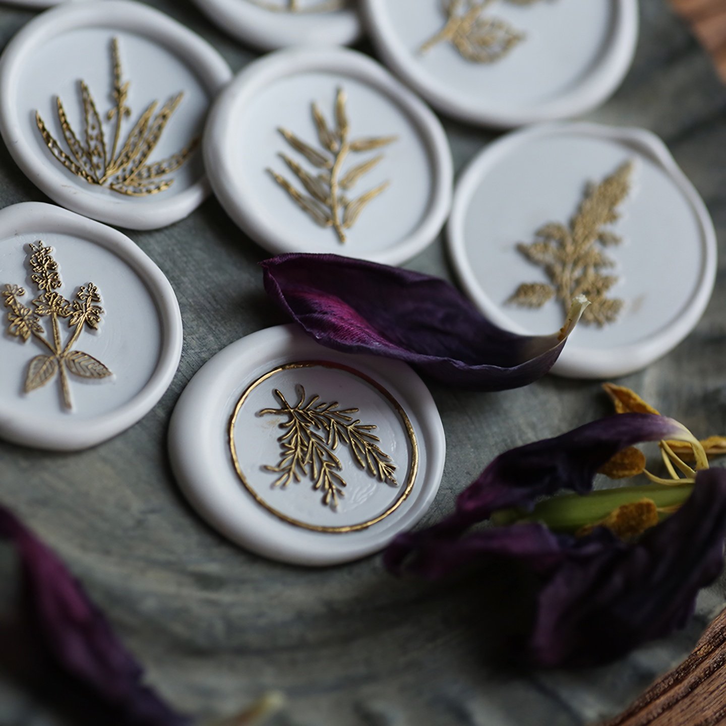 自然物语木手柄火漆印章 紫阳花玫瑰玛格丽特信笺落款礼物封印章