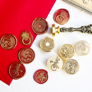 祝福水引火漆印章请柬封印红包中式传统门神寿字新年圣诞礼物