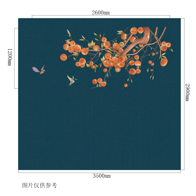 金丝线刺绣电视墙沙发背景墙无缝壁布客厅现代新中式花鸟山水壁画