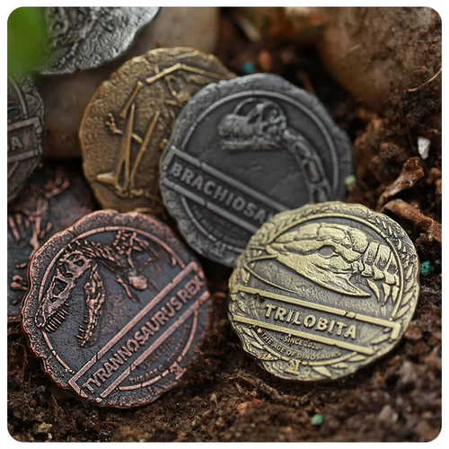 【Game Game】 Dinosaur Age Season 2 Тема Металлические монеты Dinosaur Fossil Triceratops Stegosaurus