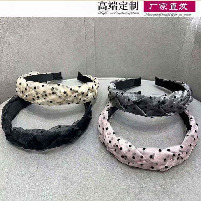 韩国网纱麻花编织辨子发箍新款时尚气质甜美外出高颅顶发卡头箍女