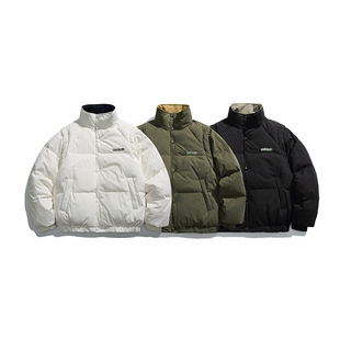 情侣款冬季日系复古90白鸭绒可拆卸袖子男士休闲立领羽绒服男女潮