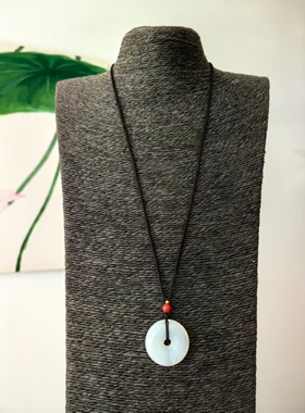 天然玛瑙吊坠女款30MM平安扣玉石项链挂件男款坠子百搭一物一图