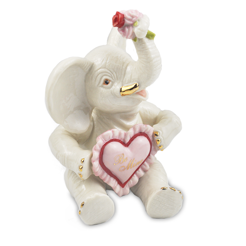出口欧美陶瓷 抱心大象 陶瓷大象摆件 情人节 新婚 情侣礼物