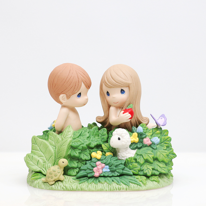 Precious Moments 水滴娃娃 男孩与女孩 小动物 苹果陶瓷装饰摆件