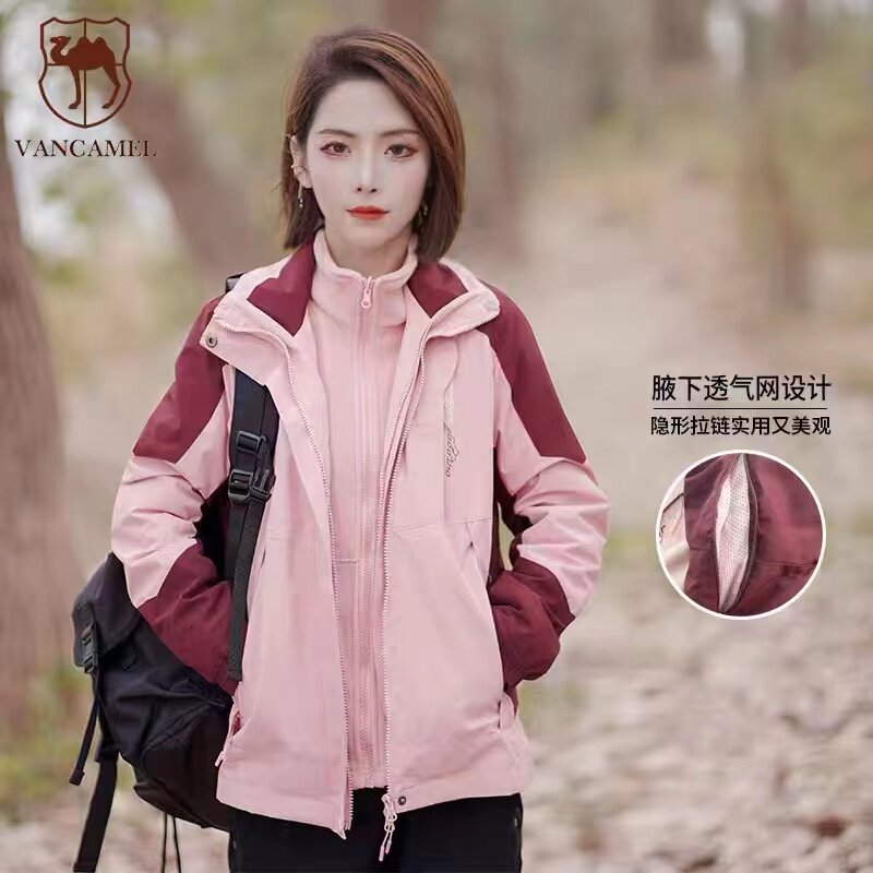西域骆驼秋冬爆款防寒冲锋衣户外两件套三合一情侣加绒登山服外套
