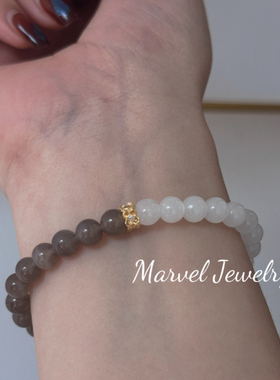 Marvel Jewelry烟紫和田玉白玉手串九紫离火年原创新中式手链女式