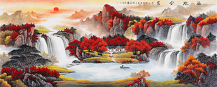 福地安居山水画电视背景墙无纺布墙纸D282壁画壁纸