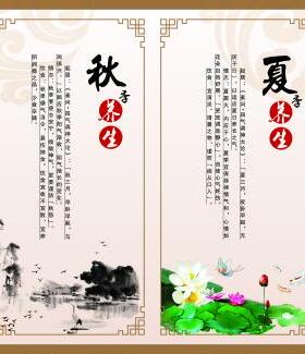 春夏秋冬中医养生背景墙装饰画无纺布墙纸F059壁纸壁画