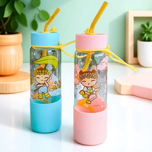 北京文创小萌花旋转吸管玻璃杯纪念品水杯礼品 任选3件 包邮