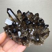 大捡漏天然茶水晶簇原矿烟晶茶黄色黑水晶簇教学标本桌面装 饰摆件