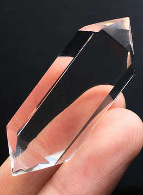 白水晶双尖蓝针透体六棱柱子吊坠