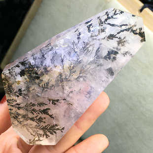 天然软锰矿异象水晶小树随形黄胶花生命树原石打磨多面体家居摆件