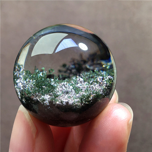 天然绿幽灵球四季彩幽灵球摆件