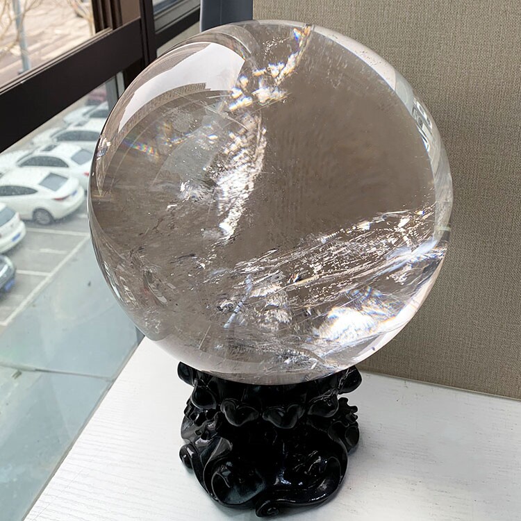 天然白水晶球消磁净化桌面摆件