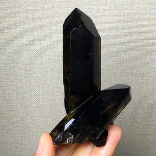 天然黑水晶簇骨干簇枝茶黄水晶簇标本原石金字塔家居桌面造景摆件