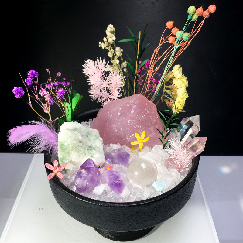 水晶簇碎石碗标本原石装饰摆件